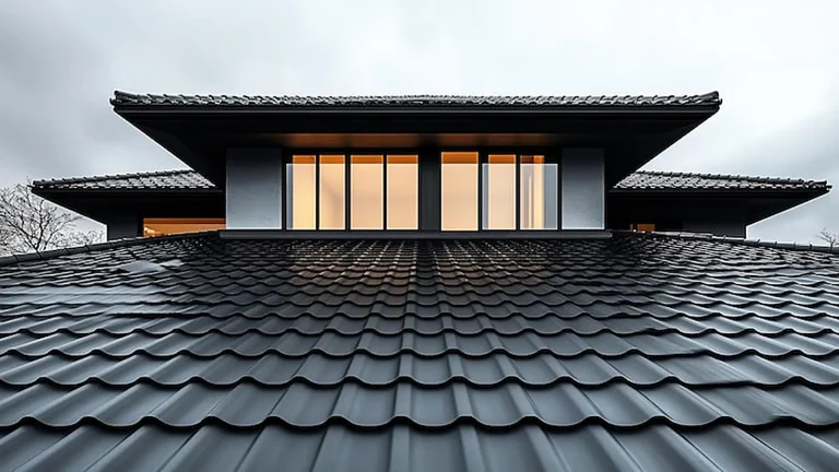 Modern building with a dark low-slope roof, commercial roofing in Olympia, WA
